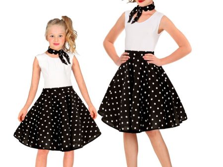 50er Polka Dots Rock für Mädchen schwarz Discount